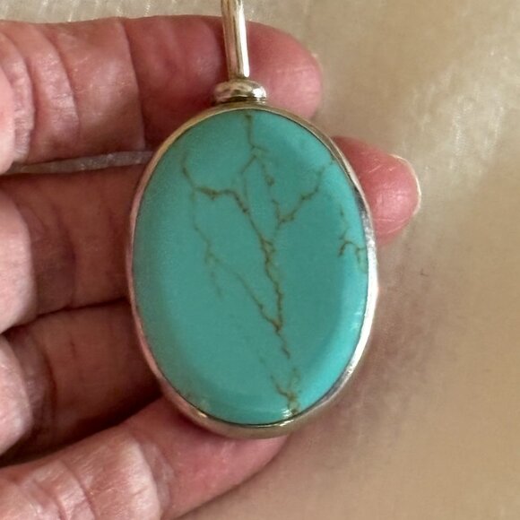 ATI 925 Made in Mexico Large Turquoise Pendant - Picture 2 of 12